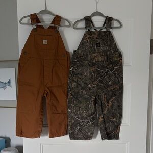 Carhartt Kids Brown and Camo Overalls - Rugged Workwear Duo